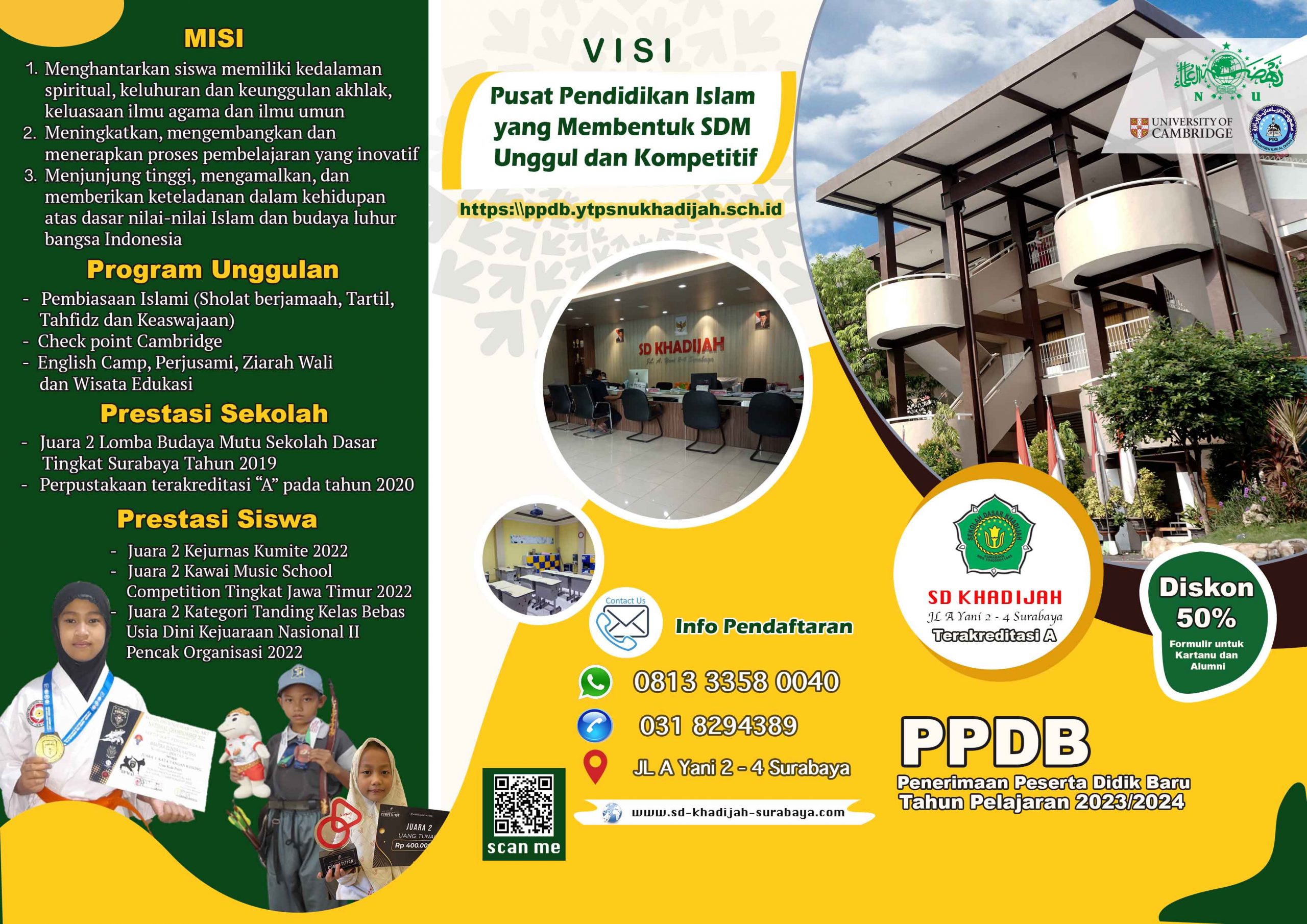 PPDB 2023/2024 DIBUKA SD Khadijah Surabaya